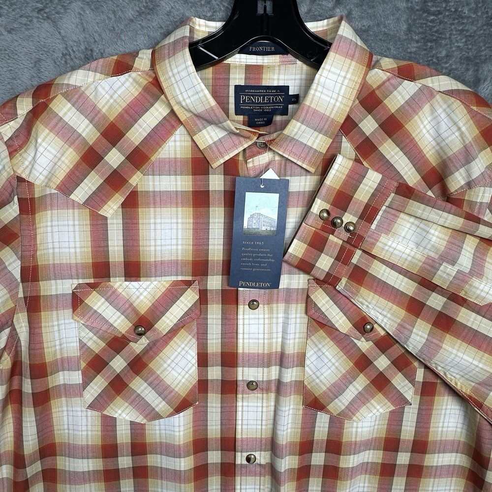 Pendleton Frontier Western Shirt Men's XL‎ Plaid Pearl Snap Up Long Sleeve NWT
